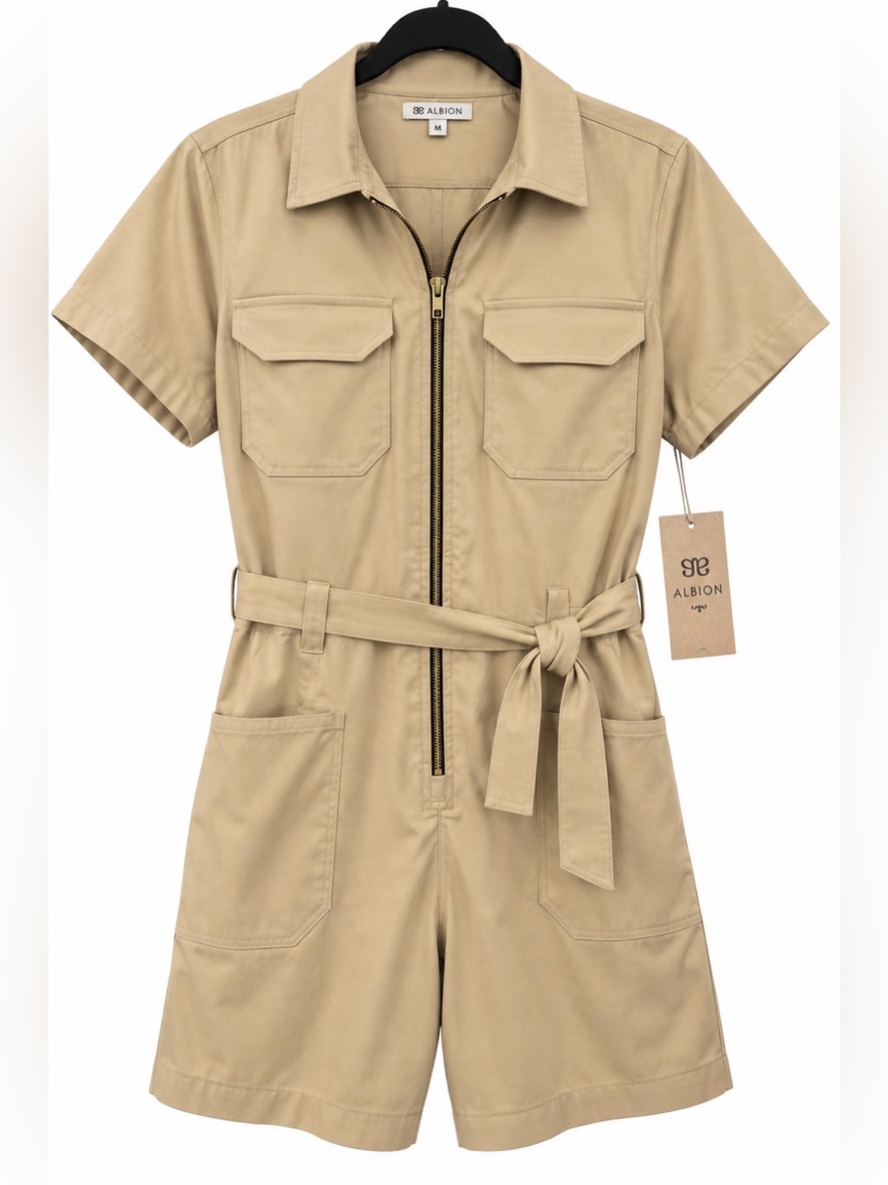 Albion Outfit Short-Sleeve Utility One-Piece in Beige, M